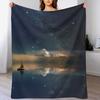 Sailboat On Starry Seas Throw Blanket Year Round Soft Comfortable Blanket for Home