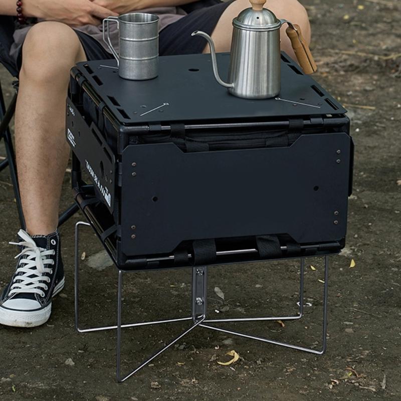 Camping Folding Coolers Stand Storage Box Bracket Metal Luggage Rack Portable Ices Box Holder for Outdoor Travel Cooking