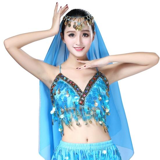 Vrouwen BH Top Pailletten Kwastje Halter Hals Taille-blootstelling Rugloos Mouwloos Buikdans Boho Festival Top Clubbing Tribal BH Prestatie Exotische Top
