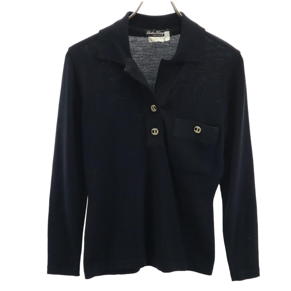 

Salvatore Ferragamo 90s Made in Italy 100% wool old Long sleeve Polo shirt Women Used