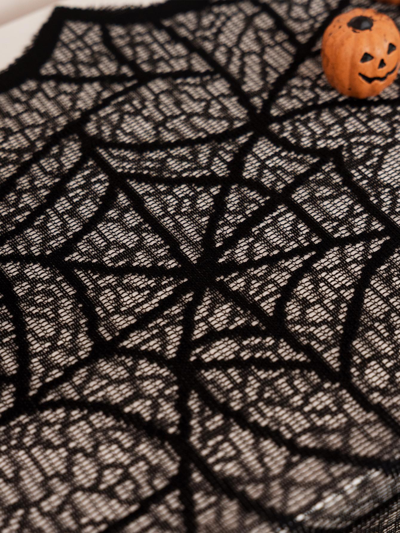 

Halloween Black Spider Web Table Runner Hollow out Design Party Atmosphere Decoration Tablecloth for Ghost House Photography Other&30x110cm