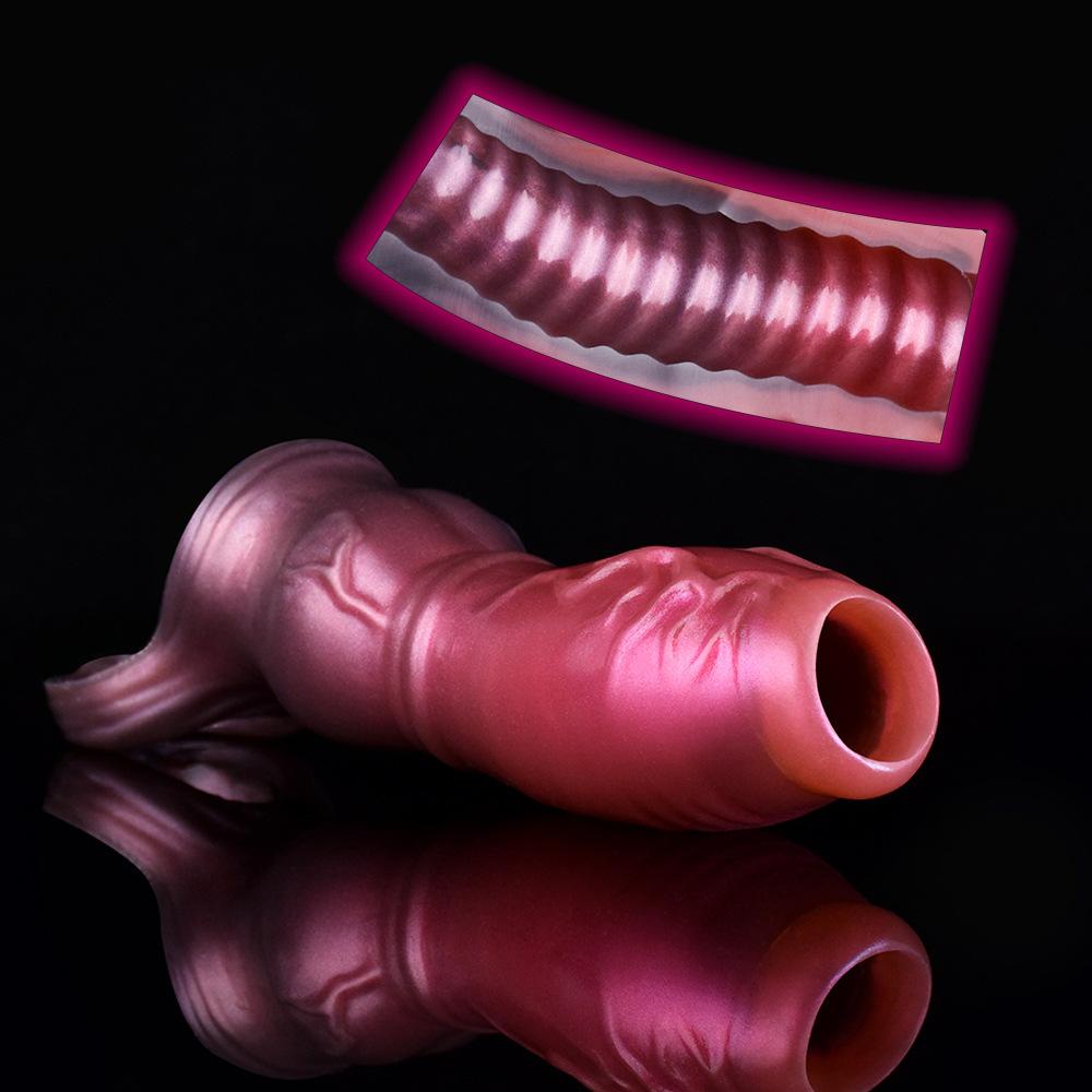Manicotto in Silicone per Pene Preservativo Estensore Dildo Morbido Realistico Giocattolo Sessuale per Adulti per Uomini Donne Cinghia Pegging
