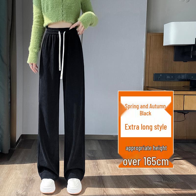 

Женские флисовые брюки с широкими штанинами - Толстый хлопок с флисом из овечьей шерсти, Свободные брюки прямого кроя для осени/зимы 2024. S