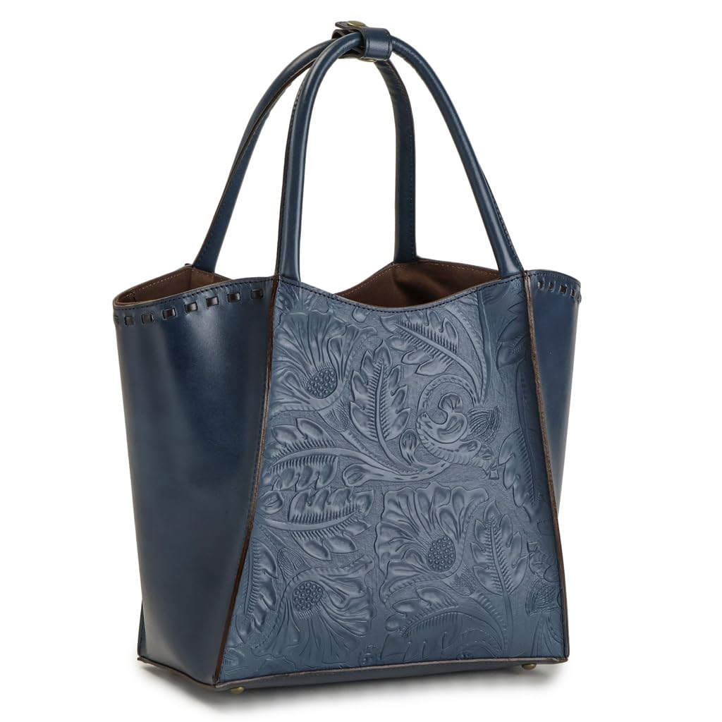 Sakura Tote Made In Genuine Leather Cowhide Botanical Design Bag, Japan, Women's, Handbag, Leather, (Navy)