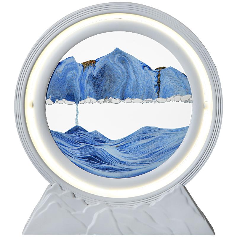 Sandscape Moving Sand Art Picture Quicksand Table Lamp Liquid Hourglass Dynamic Flowing Sand Painting Night Light Home Decor