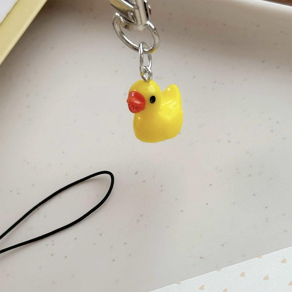 Yellow Duck Cellphone Charm Resin Crafted Animal Keychain Bag Pendant Portable Fashion Backpack Accessory for Women