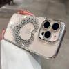 Luxury Diamond Love Heart Case for iPhone 16 Pro Max 16 Plus Transparent Acrylic Metal Cover for iPhone 13 12 11 14 15 Pro Max