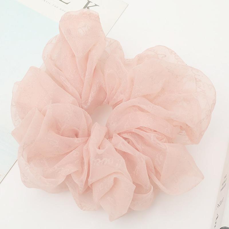 Lystrfac Letter Organza Oversized Scrunchie Women Rubber Bands Elastic Hair Bands Hair Tie Ponytail Holder Hair Accessories