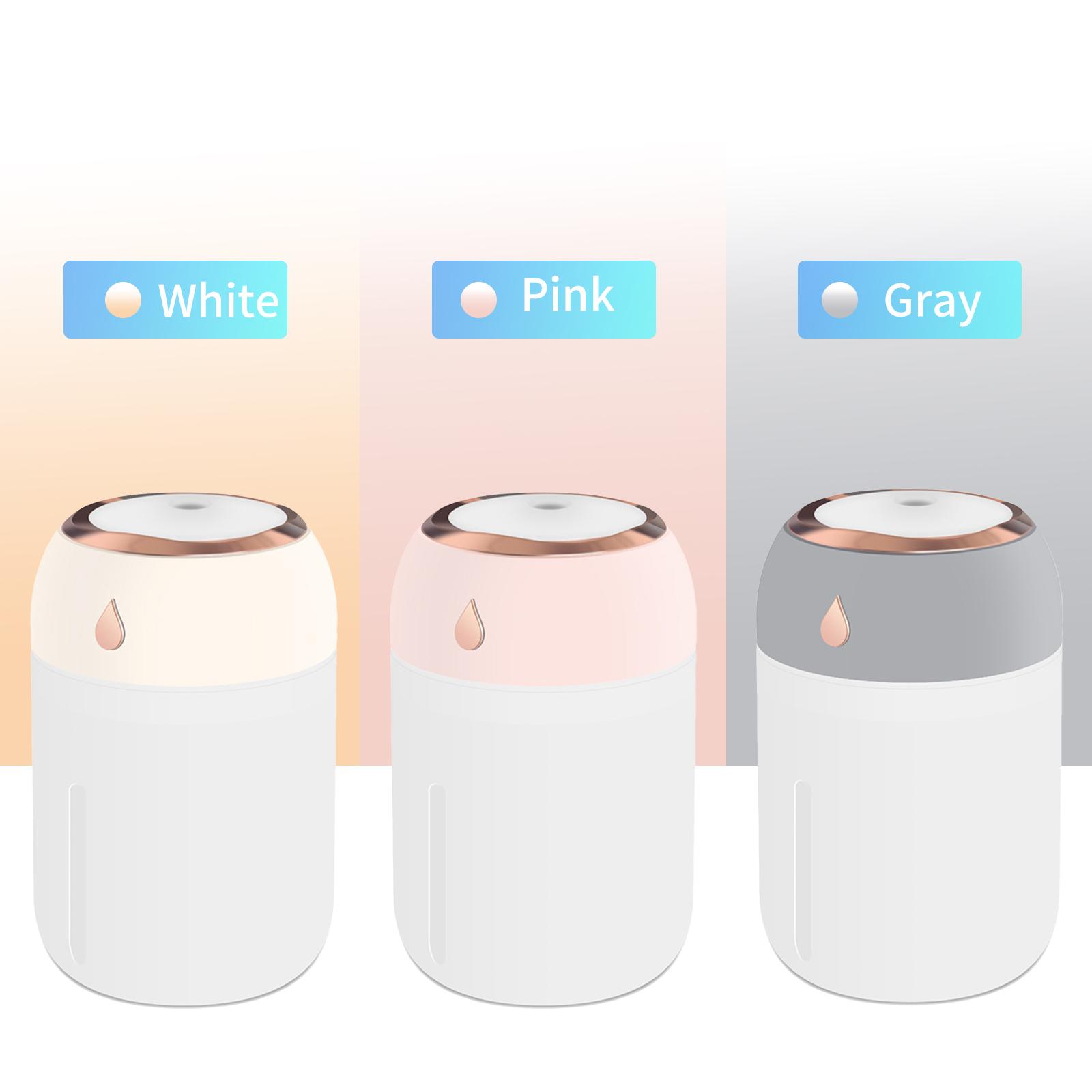 

330mL Colorful Mist Humidifier Diffuser Portable 7-color Night Light Quiet USB Humidifier with 2 Mist Modes Cool Mist for Desktop Car Bedr