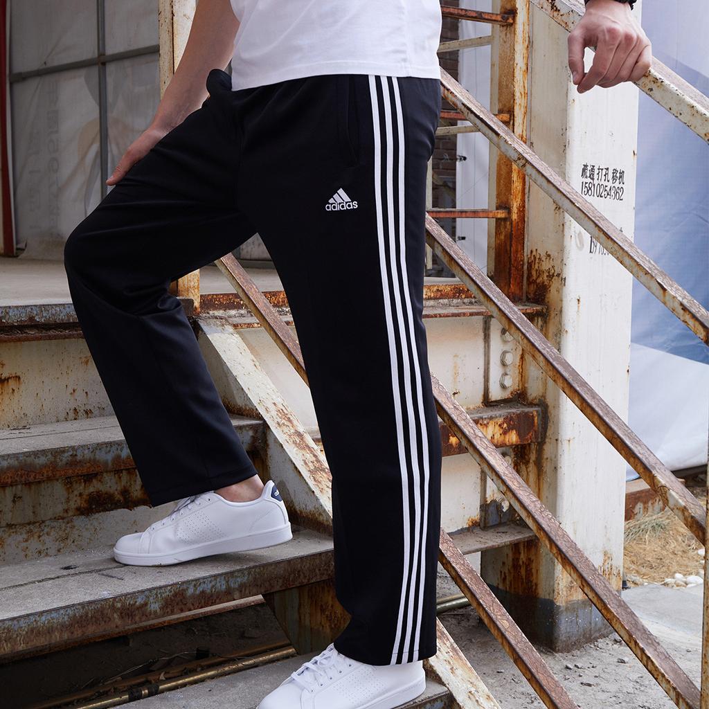 Adidas Breathable Stretch Straight Leg Retro Sports Long Pants Men Pants Black TR30PR