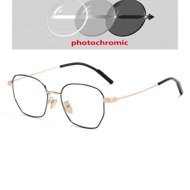 

Металлические многоугольные женские очки с одной линзой для близорукости, очки по рецепту, блокирующие синий свет, очки для близорукости от 0 -0,5 -0,75 до -6,0 5