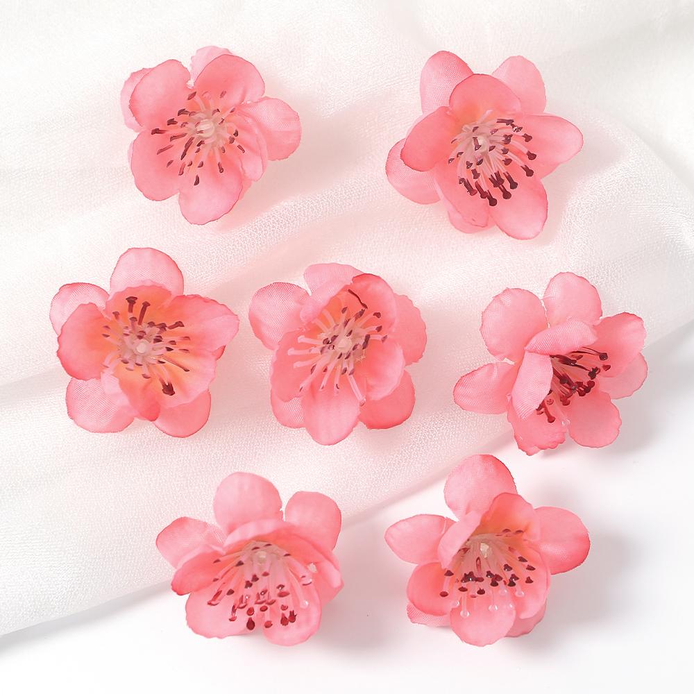 20/30Pcs Peach Blossom Artificial Flower Head For Wall Plant Home Room Decoration DIY Garland Valentine's Day Gift Wedding Decor