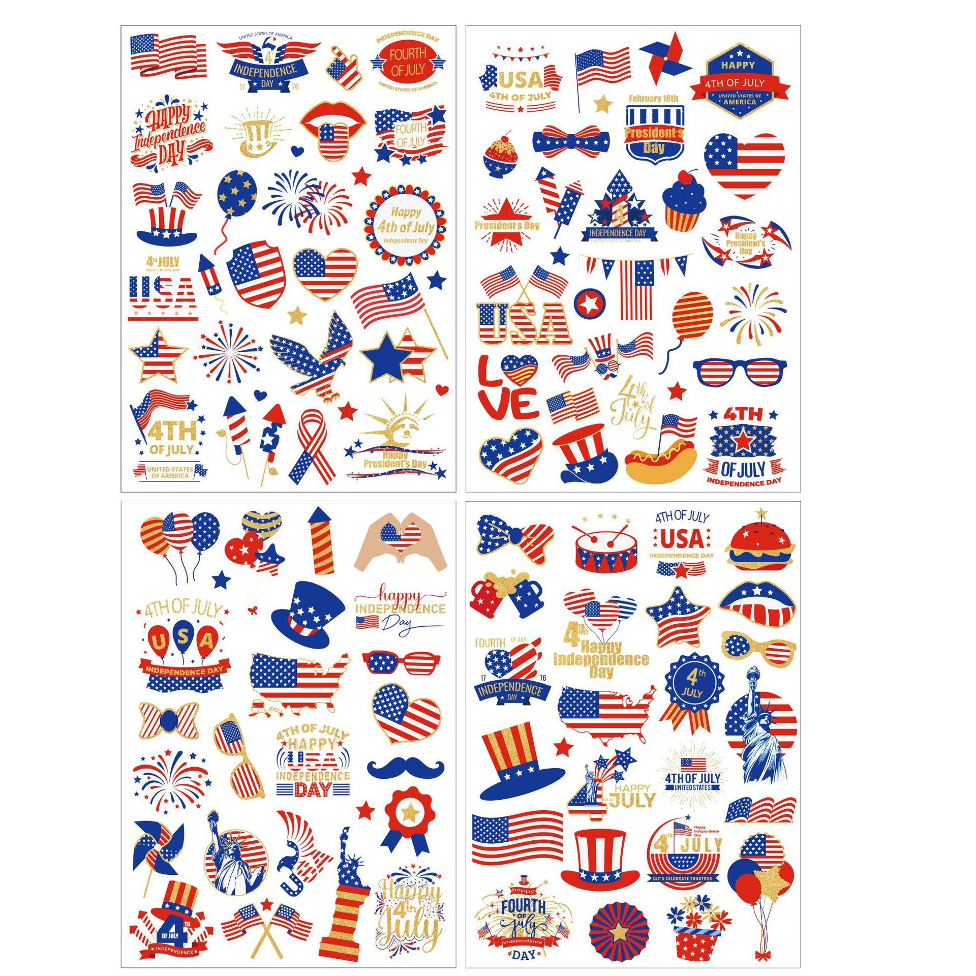 

Independence Day Tattoo Stickers USA Themed Painting Party Occasion Face Stickers Waterproof Tattoo Stickers (order quantity of 4 for a complete set)