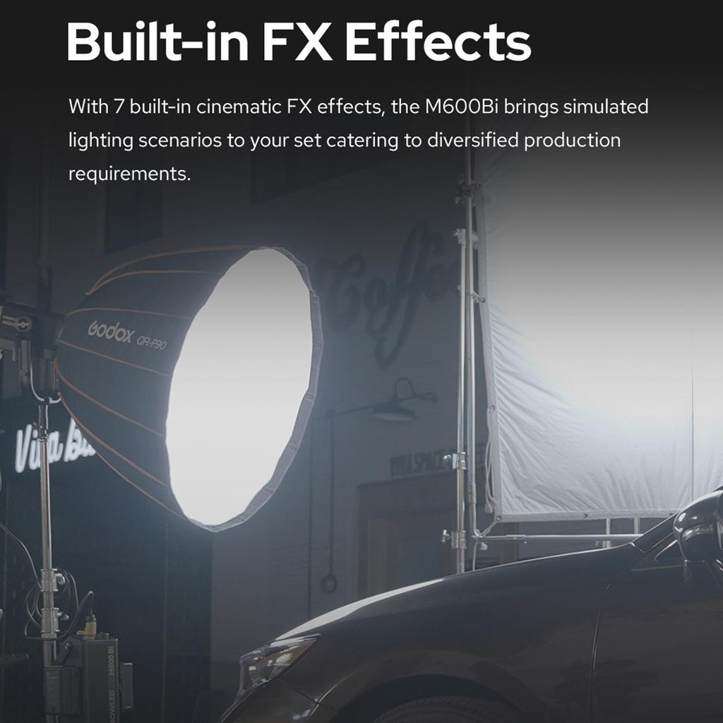 Godox M600Bi 750W Studio LED Video Light Photography Fill Light 2800K6500K Dimmable 21 FX Lighting
