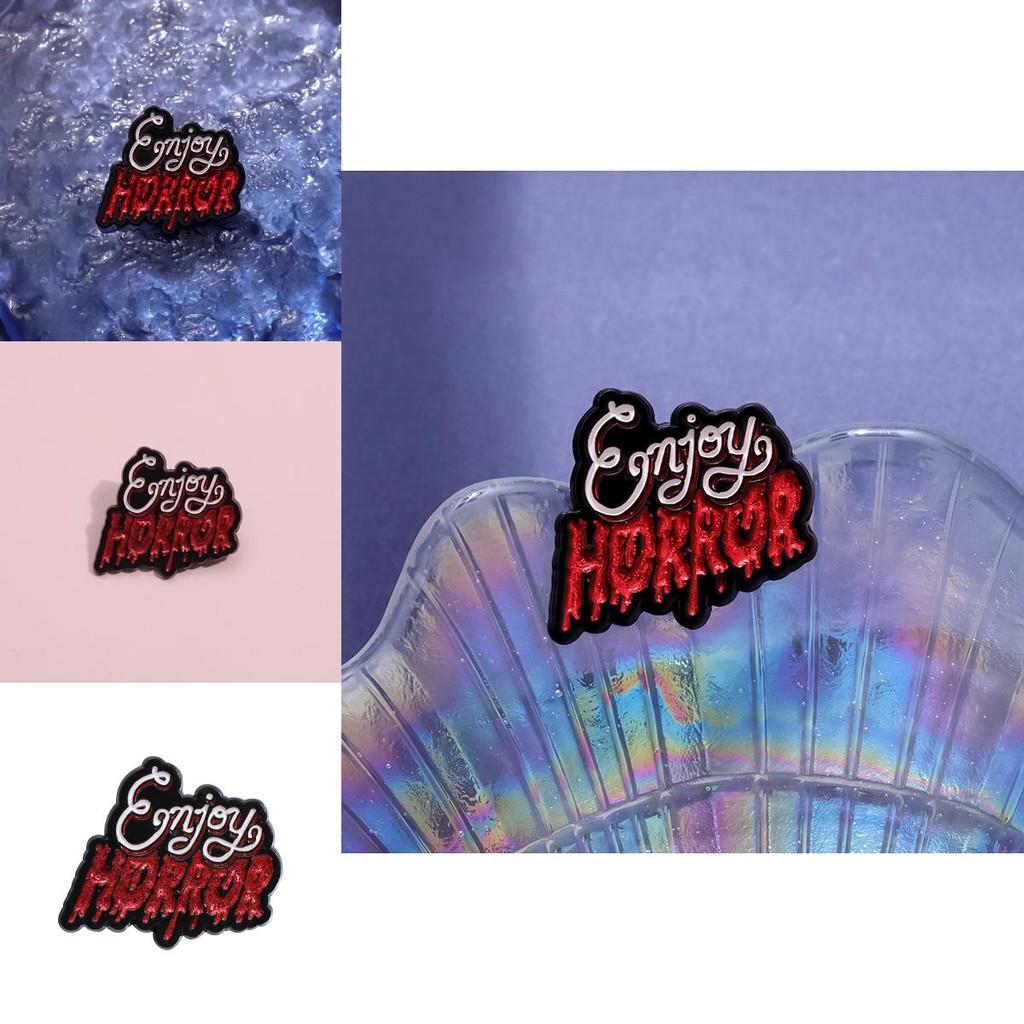 Theme Horror Contemporary Metal Badge With Artistic Lettering For Cool Personalization Of Bags And Fashion Items
