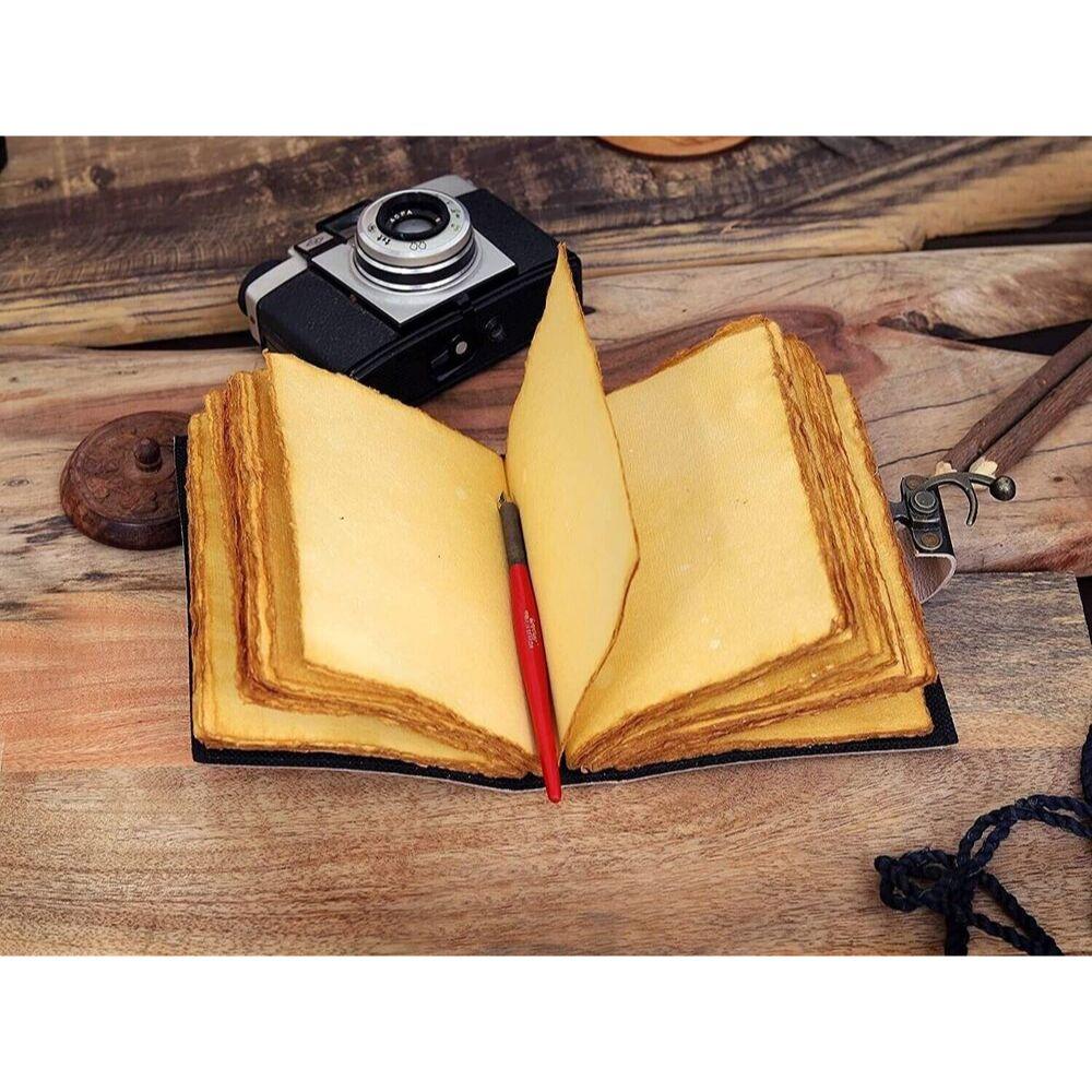 Book of Spells Leather Journal Deckle Edge Paper Grimoire Journal Halloween GIFT