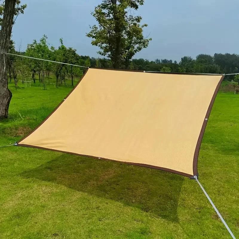 Beige Shade Mesh Wrap-Around Perforated Shade Fabric Thickened Heat Insulating Mesh Summer Outdoor Sun Shade Sail