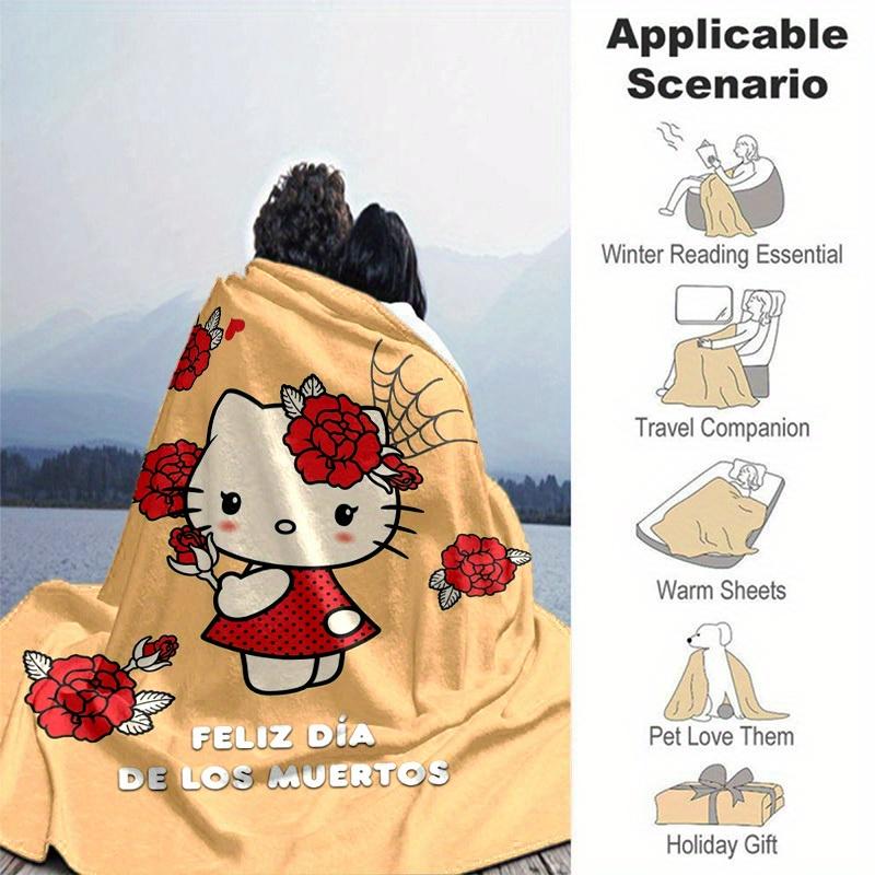 1pc. Hello Kitty Day of the Dead Blanket - Perfect for Home, Office, or Outdoor Use - Unique G