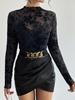 2025 Top met opstaande kraag en mesh basislaag - Slim fit dames T-shirt (Europese en Amerikaanse pasvorm)