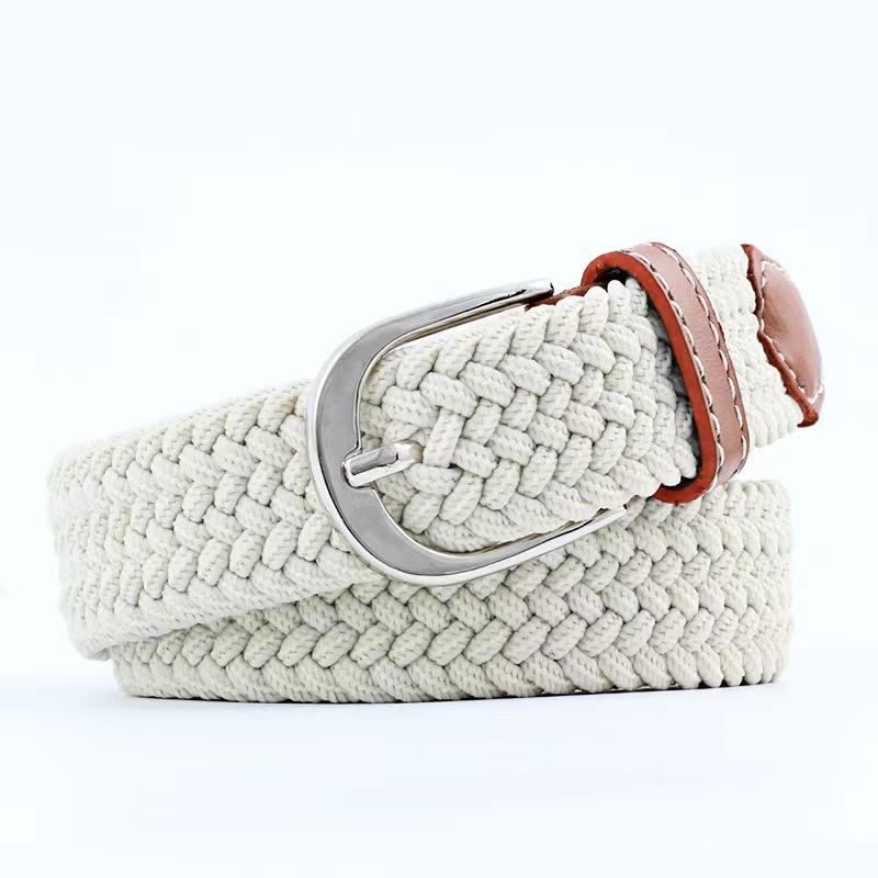 Men and Women Pin Buckle Canvas Belts, Thin Elastic Elastic Belts, Young Students Knitted Canvas Belts
