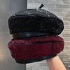 New European and American Simple Super Flash Rhinestone Gypsy Beret Women's Autumn and Winter Handmade Full Diamonds Fashionable Versatile Painter Hat