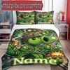 3pcs Duvet Cover Set (1*Duvet Cover + 2*Pillowcase, Without Core), Custom Name Plants Vs. Zombies Pattern Bedding Set, Home Bedroom Decor Gift