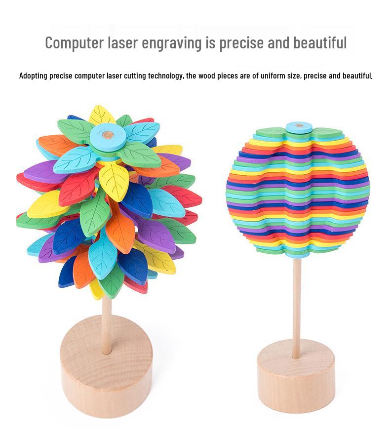 Fibonacci Sequence Wooden Spinning Top Ornament Toy