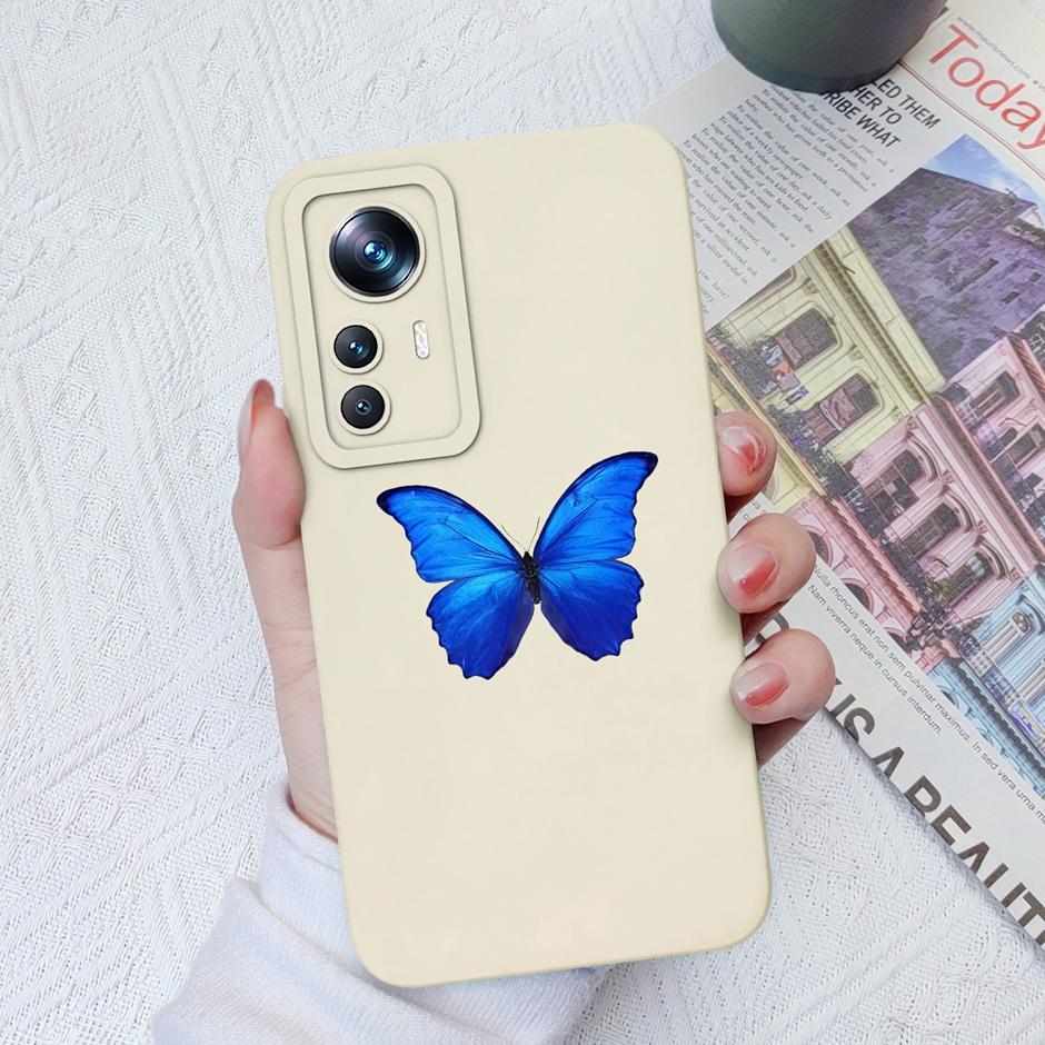 For Xiaomi 12T Case Hot New Design Cute Cat Butterfly Cartoons Matte Liquid Silicone Shell For Xiaomi 12T Pro Ultrathin Fundas