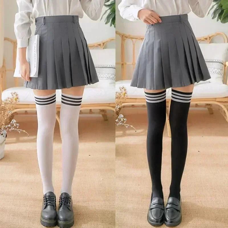 Gestreifte Oberschenkelhohe Socken Sexy Nylonstrümpfe Damen Über Knie Lange Beinwärmer Heiß Neu Transparent Mode Trend Must Have