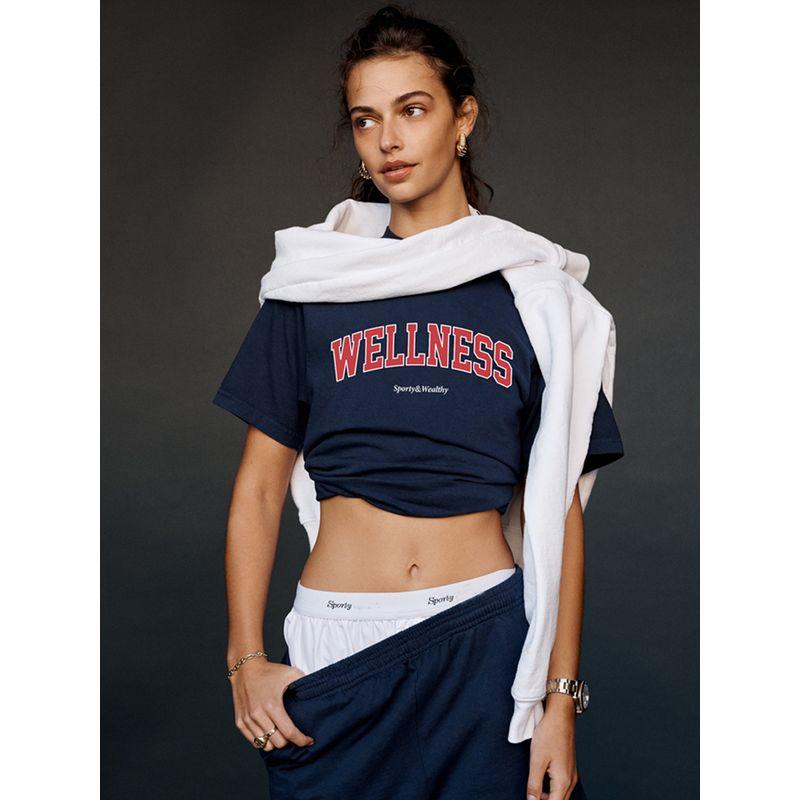 Wellness Short Sleeve T-Shirt Women's Shoulder Width Loose Sports Casual Versatile Summer Tide Pure Cotton American Retro Half Sleeve