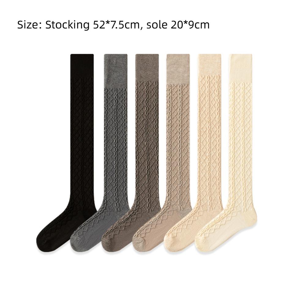 Chaussettes montantes rayées en coton, couleur unie, chaussettes au-dessus du genou, chaussettes longues classiques, filles