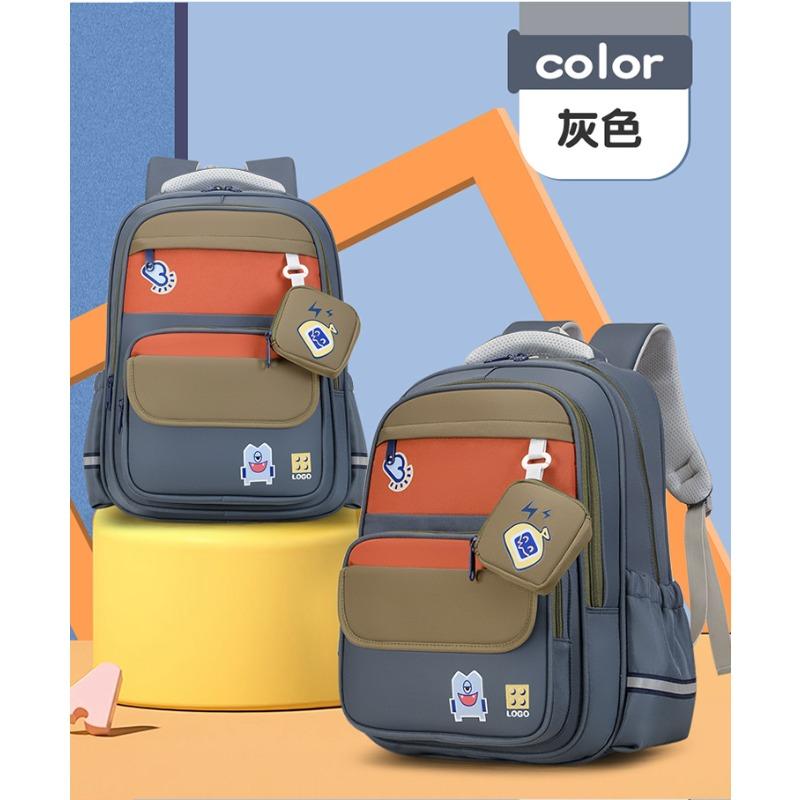 

Новый школьный рюкзак имеет высокую ценность, свежий и милый, рюкзак с контрастной цветной вставкой, рюкзак большой вместимости для учеников детского сада и 1-3 классов серый
