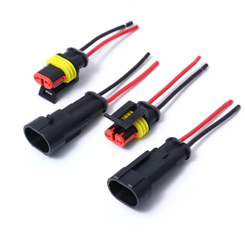 20/10pcs Waterproof Automotive Male Female Electrical Connectors Plug 2-Pin Way with Wire for Car Motorcycle Scooter Marine