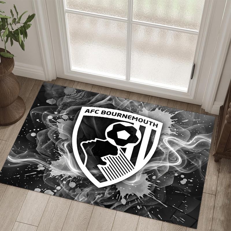 Bournemouth Football Design Crystal Velvet Carpet Cozy Non?Slip Printed Rug For Bedroom Living Room Entrance