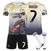 Jugendliche Kinder Erwachsene Fußballtrikots Sport Trainings Trikot Set mit Socken 24/25 Real Madrid Drachenmuster Anzug #7 Vini JR