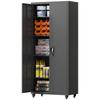 Metal Storage Cabinet, 180 Cm Tall Lockable Steel Tool Cabinet with Removable Wheels and Adjustable Shelves, Black