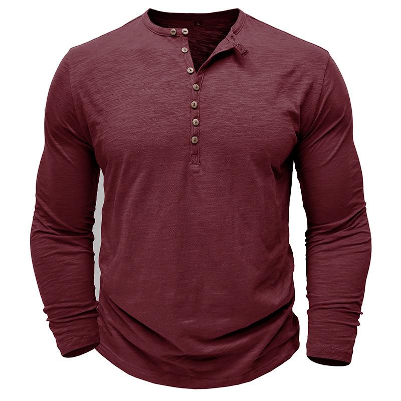 Men S Long Sleeve Henry Shirt Bamboo Cotton Vintage Style T Shirt