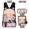 Classic Novelty Genshin Impact 3D Printed 3pcs/Set Pupil School Bags Laptop Daypack Backpack Inclined Shoulder Bag Pencil Case