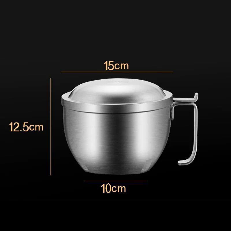 Double-Layer Insulated Stainless Steel Instant Noodle Bowl & Lunch Box with Anti-Scald Design