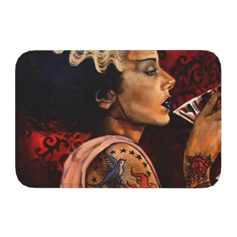 Paillasson personnalisé de la mariée de Frankenstein Kiss, tapis de porte d entrée antidérapant, tapis de salle de Film d horreur de Science 40cm x 60cm
