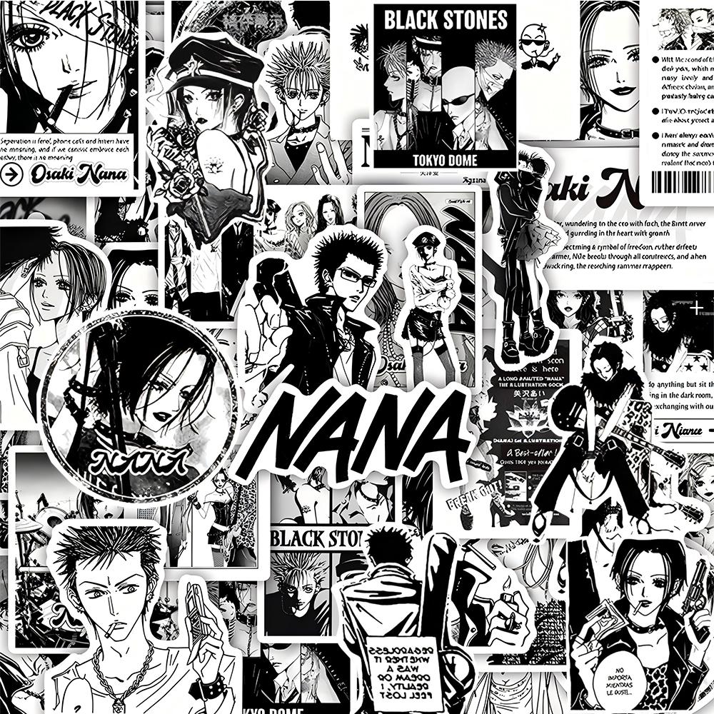 10/30/52pcs Anime Black White NANA Stickers Decals Toys DIY Laptop Motorcycle Suitcase Phone Case Car Cool Waterproof Sticker