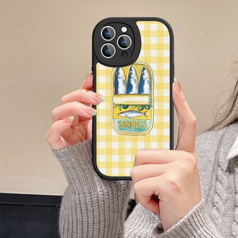 Sardines Phone Case For IPhone 16 15 14 13 12 11 Pro Max Plus Leather Cover