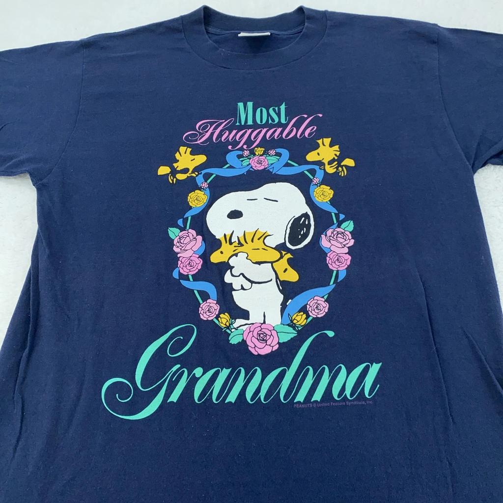 Vintage Peanuts Snoopy Grandma T-Shirt Large Most Huggable Woodstock 90s