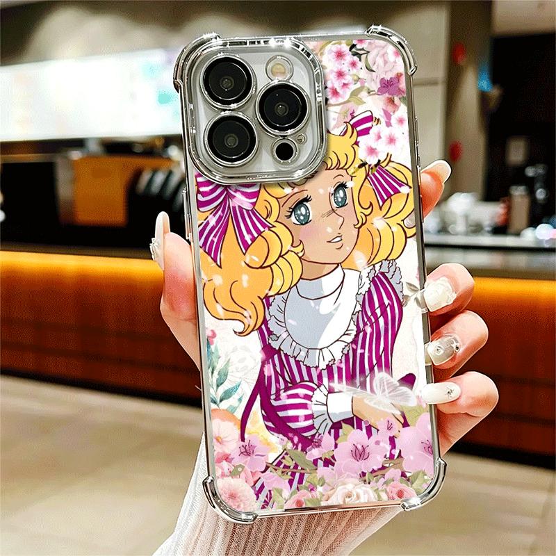 Anime Candy Candy Plating Phone Case For Iphone 16 17 Pro Max Air 16E 14 15 Plus 12 13 Mini Anti-Fall Airabag Cover