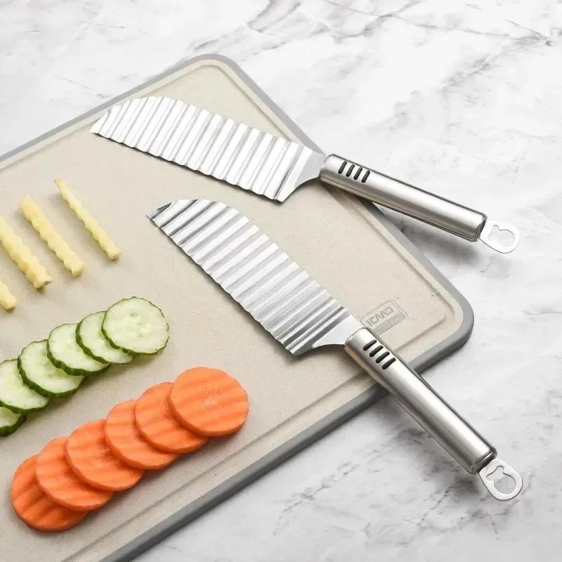 Stainless Steel Crinkle Wavy Slicer Knife Fruit Vegetable Potato Chip Slicer Potato Cutter Chopper French Fry Maker Tools