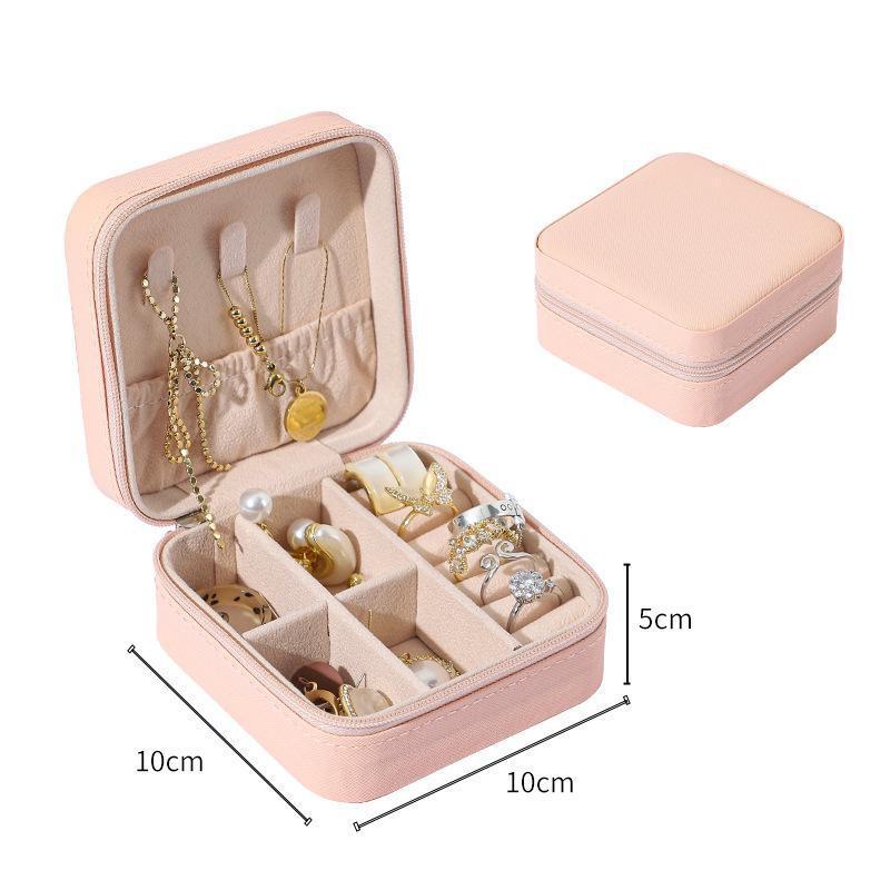 Portable Travel Jewelry Box Jewelry Organizer Display Jewelry Case Leather Earring Ring Necklace Storage Box