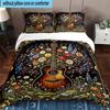 Neon Guitar Melody 3pcs Bedding,Including 1pc Duvet Cover And 2pcs Pillowcases Perfect for Christmas,Ideal for Bedroom, Dormitory