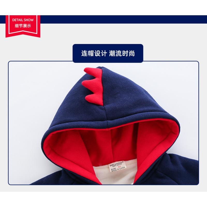 Boys Thick Fleece Lined Hooded Casual Children Winter Jacket Outerwear