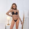 Koronkowe body damskie z siateczki z odkrytym krokiem, przezroczyste, siatkowe, damskie, kombinezon, wysokie, elastyczne, przezroczyste, z odkrytym krokiem, seksowne