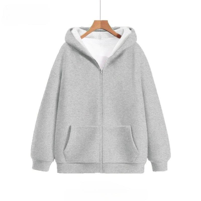 

Женское осенне-зимнее повседневное худи с длинным рукавом, капюшоном, однотонное, из легкого флиса, с большим карманом, свободное, на молнии L чёрный